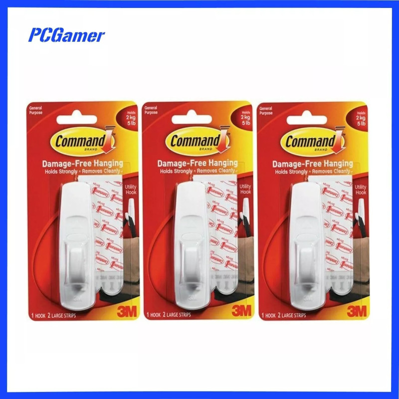 3M Command Large Utility Hooks w/ Strips Holds 2.2kg 17003 x 3