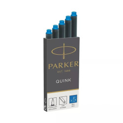 PARKER Fountain Pen Ink Cartridges Refill Permanent Blue Pk of 5