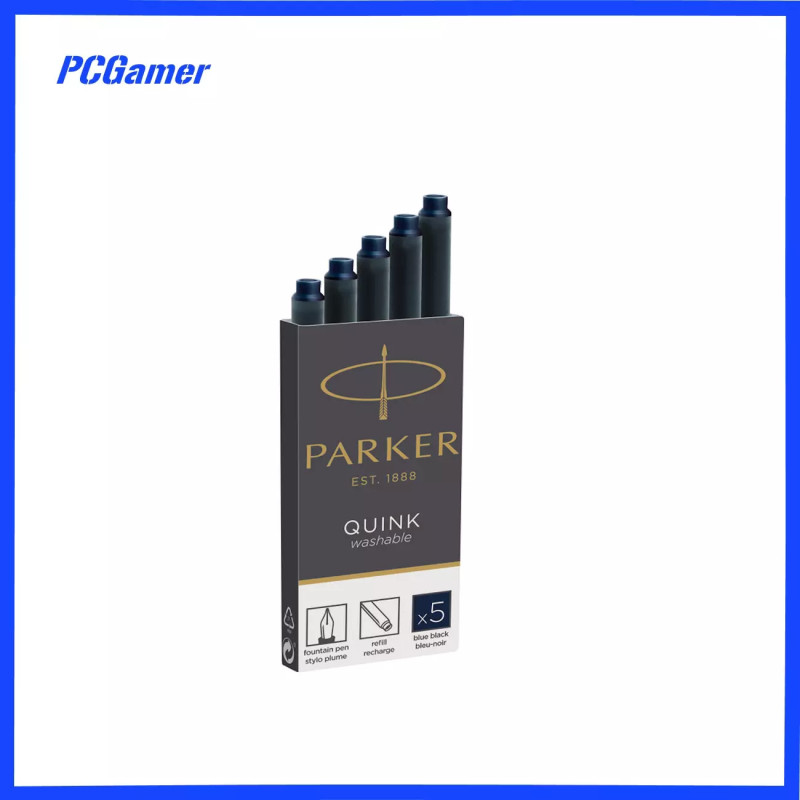 PARKER Fountain Pen Ink Cartridges Refill Permanent Blue/Black Pk of 5 PARKER Fountain Pen Ink Cartridges Refill Permanent Blue/Black Pk of 5