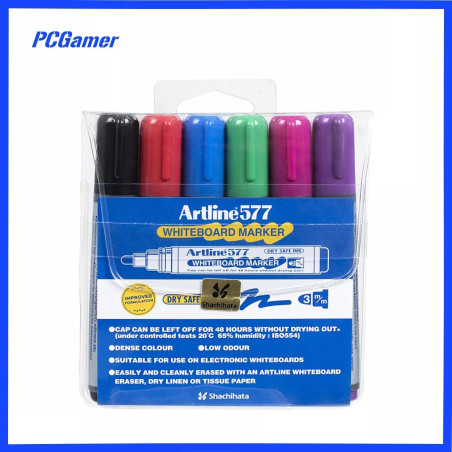 Artline 577 Whiteboard Marker 3mm Line Width x 6