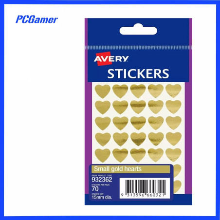 Avery Small Gold Heart Multi-Purpose Stickers 15mm 70 Pack