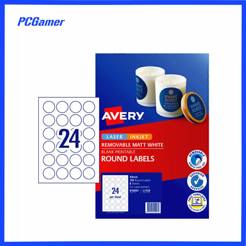 Avery L7129 MATT WHITE Round Labels Laser Inkjet 192 Labels